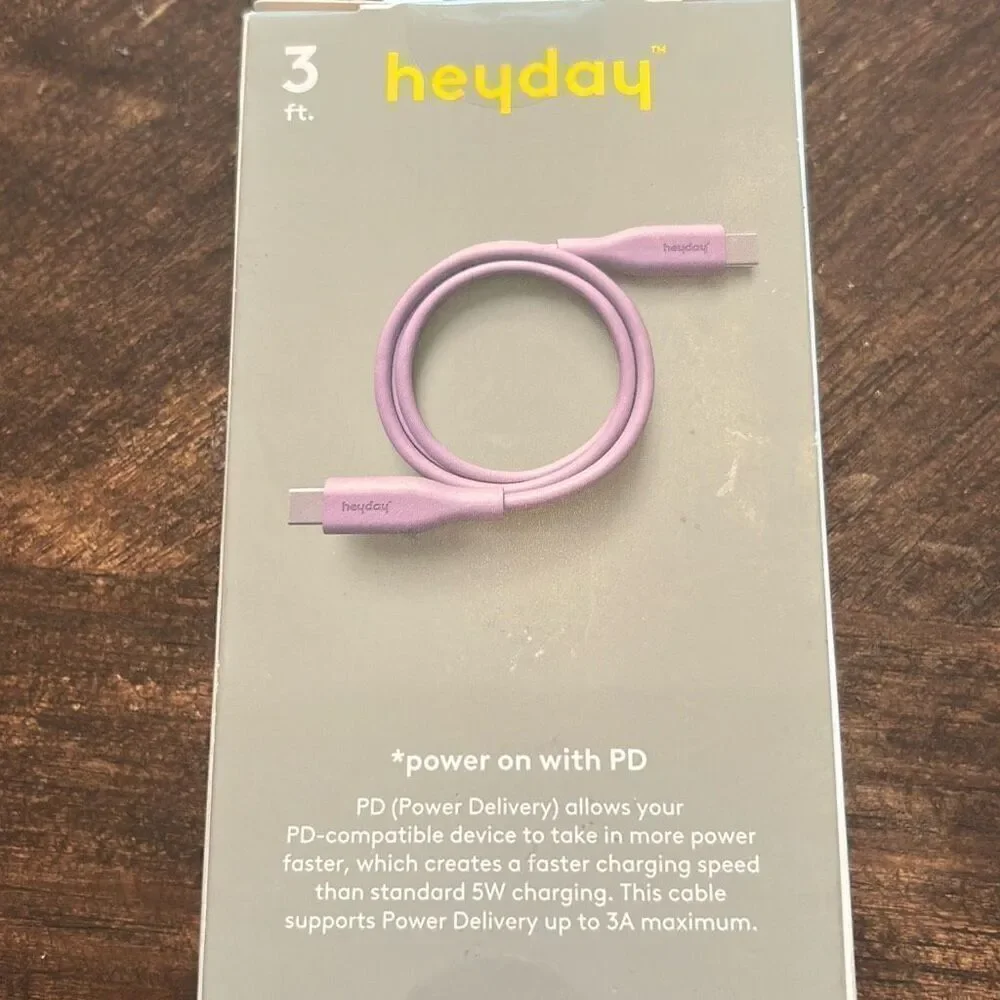 Heyday 3 Ft. Fast Charging Cable USB-C To USB-C PURPLE ~ NEW